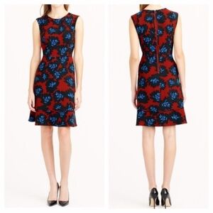 J. CREW Red Blue & Black Firework Floral Dress Size 10